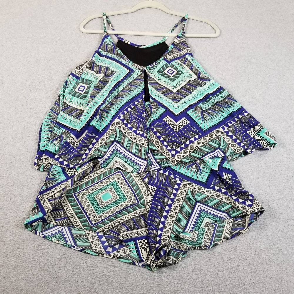 The Vanity Room Romper Womens S Small Geometric Tribal Boho Sleeveless Summer - Picture 3 of 11